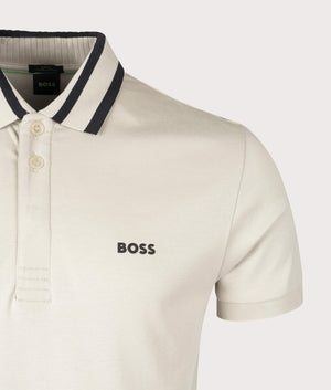 BOSS Paule Polo Shirt in Light Beige 100% Cotton for Men at EQVVS Detail Shot