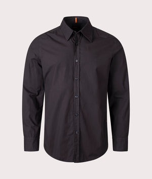 BOSS Relegant 6 M Shirt in Black, 100% Cotton at EQVVS. Front Shot.