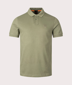 Slim Fit Passenger Polo Shirt in Open Green by BOSS. EQVVS Front Angle Shot.