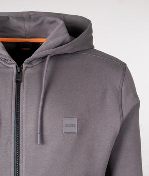 Zip Through Zetalky Hoodie in Dark Grey by BOSS. EQVVS Detail Shot.