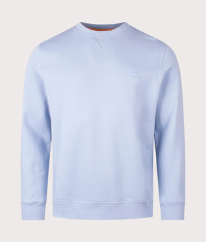 BOSS Relaxed Fit Westart Sweatshirt in Open Blue for Men at EQVVS Front Shot