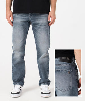 BOSS Troy BO-BF Jeans in Medium Grey at EQVVS front and detail Shot