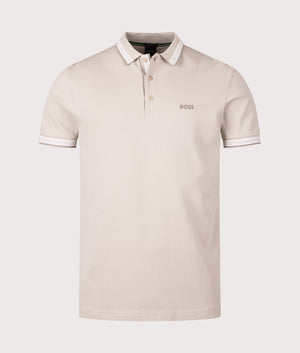 Paddy Polo Shirt in Light Beige by BOSS. EQVVS Shot. 