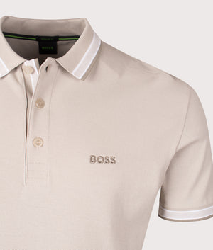 Paddy Polo Shirt in Light Beige by BOSS. EQVVS Shot.