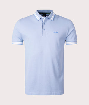 Paddy Polo Shirt in Open Blue by BOSS. EQVVS Shot. 