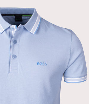 Paddy Polo Shirt in Open Blue by BOSS. EQVVS Shot.