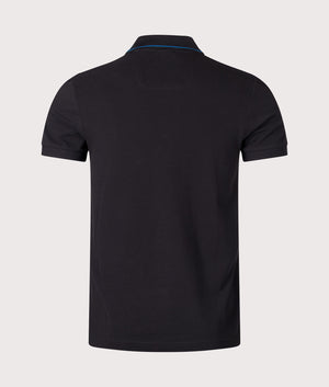 Slim Fit Paule 4 Polo Shirt in Black by BOSS. EQVVS Shot.