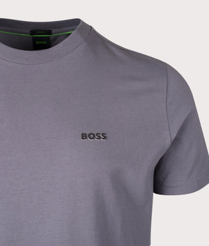 Crew Neck Tee T-Shirt in Dark Beige by BOSS. EQVVS Shot.