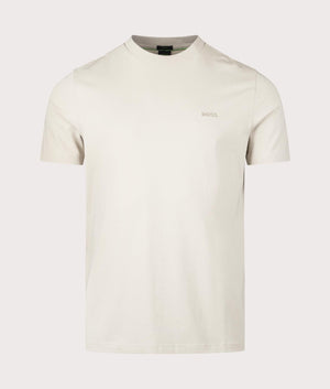 Crew Neck Tee T-Shirt in Light Beige by BOSS. EQVVS Shot. 