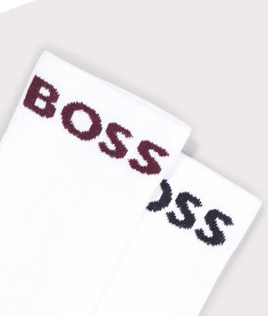 2 Pack Rib Sport Socks in Open White by BOSS. EQVVS Detail Shot.