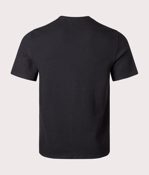 Lightweight Waffle T-Shirt in Black by BOSS. EQVVS Back Angle Shot.