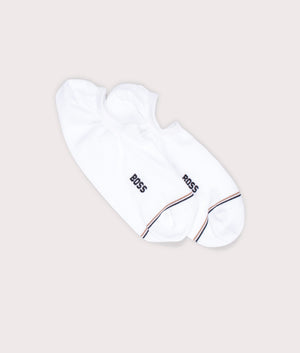 2 Pack Iconic CC Socks in White by BOSS. EQVVS Flat Shot.