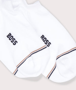 2 Pack Iconic CC Socks in White by BOSS. EQVVS Flat Shot.