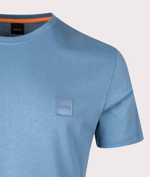 BOSS Relaxed Fit Tales T-Shirt in Open Blue for Men at EQVVS Detail Shot