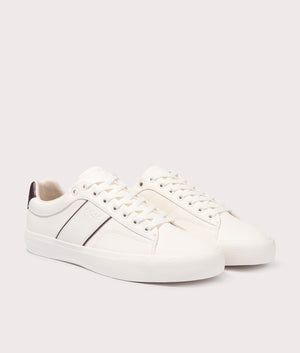 BOSS Aiden Tenn Trainers for Men in Natural white at EQVVS angle shot