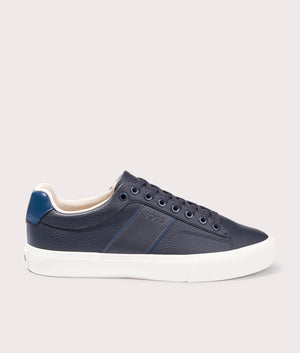 BOSS Aiden Tenn Trainers for men in Dark Blue at EQVVS side shot