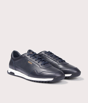 BOSS Zayn Lowtop Trainers in Dark Blue for Men at EQVVS Angle Shot