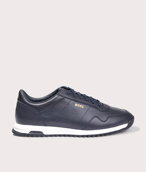 BOSS Zayn Lowtop Trainers in Dark Blue for Men at EQVVS Side Shot