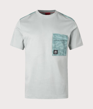 Dabieno T-Shirt in Open Grey by HUGO. EQVVS Front Angle Shot.