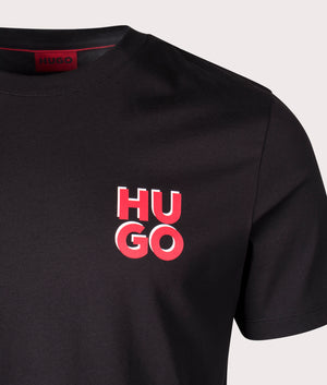 HUGO Dimoniti T-Shirt in Black. Detail angle shot at EQVVS.