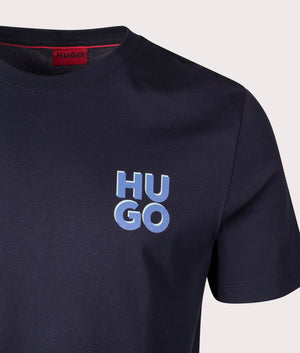 HUGO Dimoniti T-Shirt in Dark Blue. Detail angle shot at EQVVS.