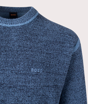 BOSS Relaxed Fit Kluna Jumper for men in Dark Blue at EQVVS Detail Shot