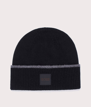 Discover the Amato Beanie & Scarf Gift Set in Black at EQVVS, Front Shot.