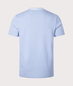 Piqué Taddy T-Shirt in Open Blue by BOSS. EQVVS Back Angle Shot.