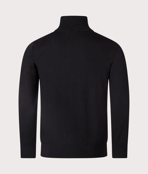 BOSS Kanobix Quarter Zip Sweatshirt in Black, Cotton/Cashmere Blend. At EQVVS Menswear. Back shot