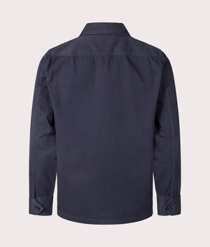 BOSS Oversized Lovel 15 Overshirt in Dark Blue. EQVVS Back Shot.