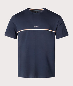 Lightweight Unique T-Shirt in Dark Blue from BOSS. Front angle shot at EQVVS.