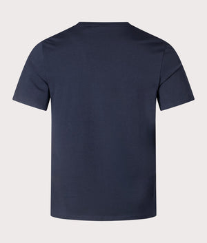 Lightweight Unique T-Shirt in Dark Blue from BOSS. Back angle shot at EQVVS.