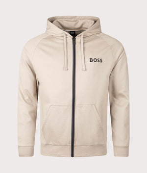 BOSS Authentic Hoodie Light Beige. Shot at EQVVS. Front shot.