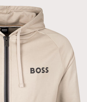 BOSS Authentic Hoodie Light Beige. Shot at EQVVS. Detail shot. 