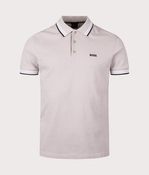 BOSS Paddy Polo Shirt in Open Grey. Shot at EQVVS Front Shot.