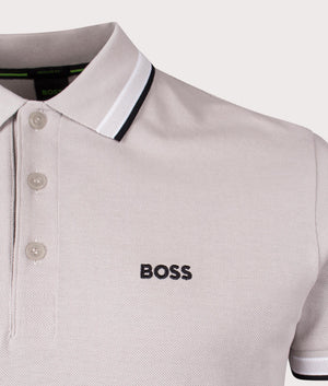 BOSS Paddy Polo Shirt in Open Grey. Shot at EQVVS Detail Shot.