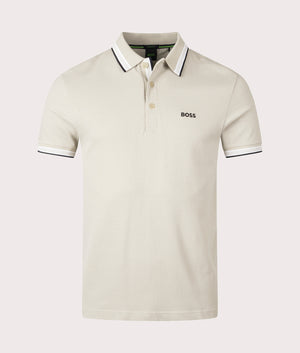 BOSS Paddy Polo Shirt in Light Beige, 100% Cotton. EQVVS Front Shot