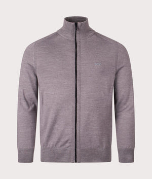 BOSS Avac Full Zip Knitted Jacket for men in light/pastel grey at EQVVS front shot