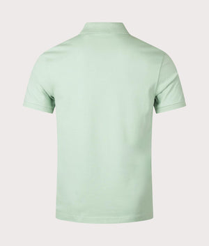 Slim fit Passenger Polo Shirt by BOSS. Light Pastel Green. Shot at EQVVS. Reverse shot. 