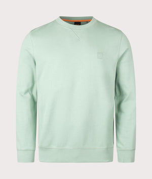 BOSS Relaxed Fit Westart Sweatshirt in Light/Pastel Green  for Men at EQVVS Front Shot