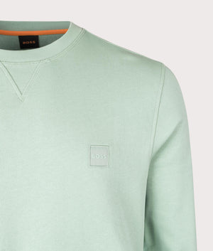 BOSS Relaxed Fit Westart Sweatshirt in Light/Pastel Green  for Men at EQVVS Detail Shot