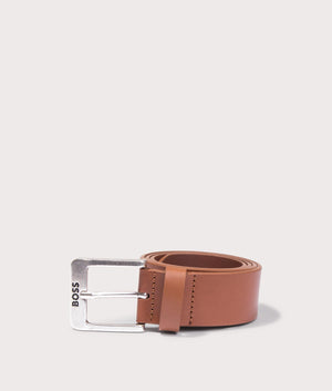 BOSS Jemio Belt in Medium Brown at EQVVS. Rolled Shot.