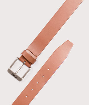 BOSS Jemio Belt in Medium Brown at EQVVS. Front Shot.