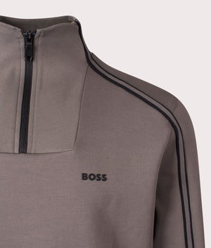 BOSS Athleisure Sweat 1 Sweatshirt in Open and Pastel Grey. EQVVS Menswear detail Shot.