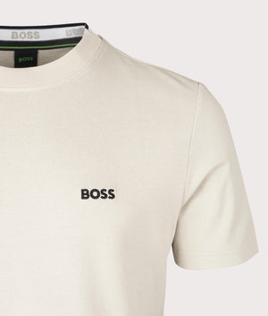 BOSS Pique Taddy T-Shirt in Light Beige for Men at EQVVS Detail Shot