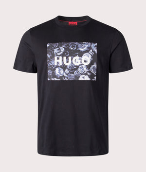 Dulive U244 T-Shirt in Black from HUGO. Front angle shot at EQVVS.