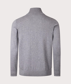 BOSS Kanobix Quarter Zip Sweatshirt in Light/Pastel Grey, Cotton/Cashmere Blend. At EQVVS Menswear. Back shot