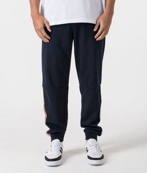 BOSS Dark Blue Iconic Joggers. Shot at EQVVS. Front shot. 