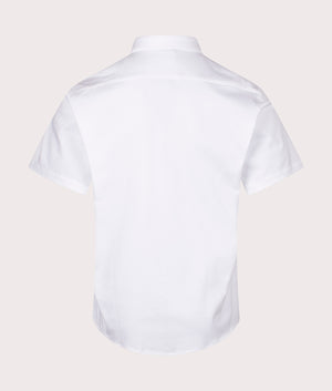 BOSS B Motion Short Sleeve Shirt in White. Shot at EQVVS. Back shot