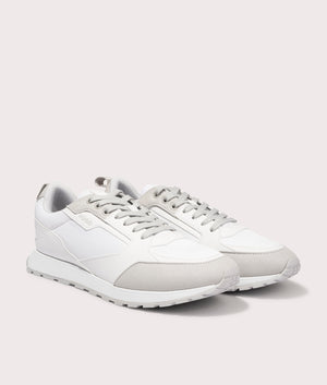 HUGO Icelin Runn Trainers in Open White at EQVVS Menswear. Side Front Shot. 